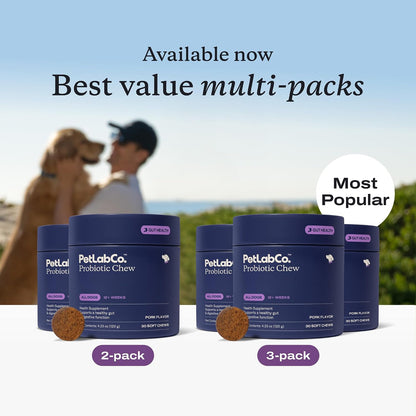 PetLab Co. Probiotics for Dogs, Support Gut Health, Occasional Diarrhea, Digestive Health & Seasonal Allergies - 30 Soft Chews - Packaging May Vary