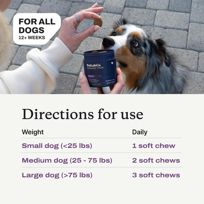 PetLab Co. Probiotics for Dogs, Support Gut Health, Occasional Diarrhea, Digestive Health & Seasonal Allergies - 30 Soft Chews - Packaging May Vary